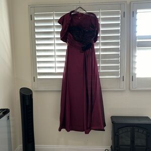 Floor length sequined purple dress with matching crop jacket